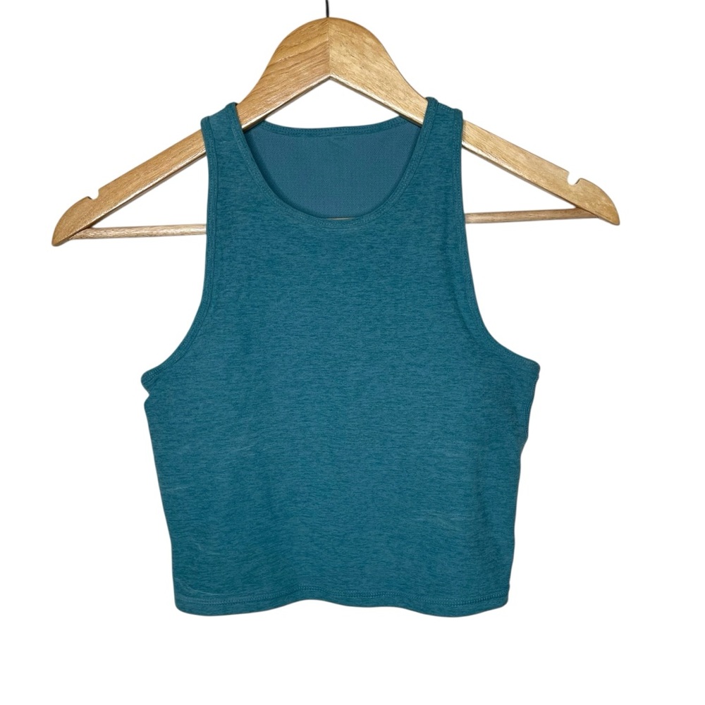 Vuori Elevation Pylo High Neck Crop Tank Teal - Picture 4 of 13